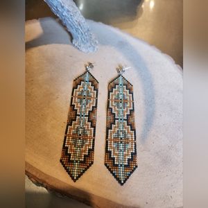 Seed bead earrings aztec